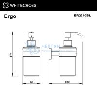 Дозатор для жидкого мыла подвесной Whitecross Ergo ER2240BL (черный мат)