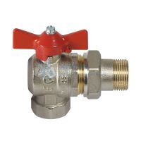 Кран 1/2" УГЛОВОЙ шаровый с АМЕРИКАНКОЙ красная бабочка COMISA (Италия) (60) 41.31.760