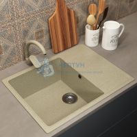 Кухонная мойка из искусственного камня Uperwood ECON UPD-202-002, прямоугольная, бежевая матовая