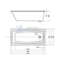 Акриловая ванна Berges Wasserhaus Feya 150x70 прямоугольная 050010