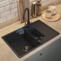Кухонная мойка кварцевая Uperwood Quartz UPD-05-04, прямоугольная двухсекционная, черная