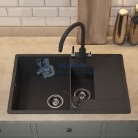 Кухонная мойка кварцевая Uperwood Quartz UPD-05-04, прямоугольная двухсекционная, черная