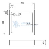 Душевой поддон акриловый Gemy 800x800 ST15A