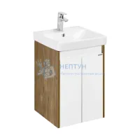 Тумба под раковину AQUATON Сканди Doors 45 белый глянец, дуб рустикальный, 1A278701SDZ90