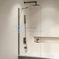 Шторка на ванну 90*150 RGW SC-151-B Чёрный/Прозрачное/8 мм (Easy)