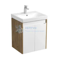 Тумба под раковину AQUATON Сканди Doors 55 белый глянец, дуб рустикальный, 1A278801SDZ90