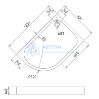 Душевой поддон акриловый Gemy 1200x800 ST18 R