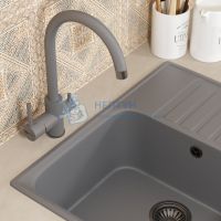 Смеситель для кухни Uperwood UPD-003-07, с каналом для фильтрованной воды, вороненая сталь/дым