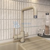 Смеситель для кухни Uperwood UPD-004-08, с каналом для фильтрованной воды, вороненая сталь/лен
