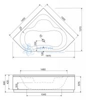 Акриловая ванна Cezares Plitvice 140x140 угловая PLITVICE-140-140-41