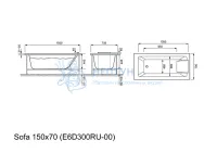 Акриловая ванна Jacob Delafon Sofa 150x70 прямоугольная E6D300RU-00