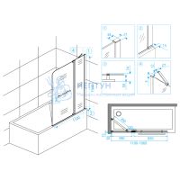 Шторка на ванну 110*150 RGW SC-03 Хром/Прозрачное/8 мм (Easy)