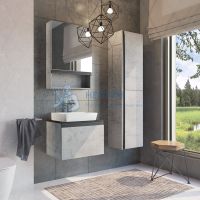 Тумба-умывальник Comforty Эдинбург 60 бетон светлый с черной столешницей с раковиной 9055RA-50 00-00001928CF
