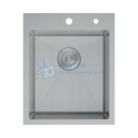 Кухонная мойка нерж.сталь сатин D&K DKS415004, в комплекте с сифоном, корзиной, дозатором