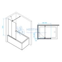 Шторка на ванну 90*150 RGW SC-46 Хром/Прозрачное/8 мм (Easy)