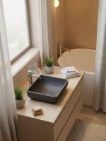 Раковина для ванной накладная Uperwood Florida квадратная, бетон, цвет графит