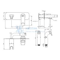 Смеситель Lemark Ursus LM7220BL с гигиеническим душем, встраиваемый
