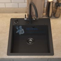 Кухонная мойка кварцевая Uperwood Quartz UPD-07-04, прямоугольная, черная