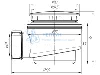 Сифон для душевого поддона АНИ пласт E510C 1 1/2" 60 мм хром
