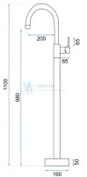 Смеситель колонна для раковины REA ORTIS Black mat REA-B4891