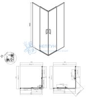 Душевой уголок LINDO раздвижной с функцией soft close, квадратный , 100х100х195, матовый черный