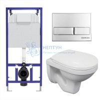 Инсталляция BERGES NOVUM 525 с унитазом GAMMA 52 см с сиденьем микролифт, клавиша хром