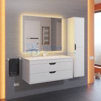 Тумба с раковиной для ванной подвесная Uperwood Modul 97х45х57 см, белая/графит