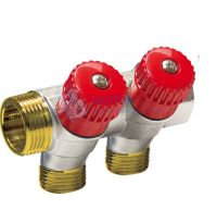 Коллектор с красными вентилями 3/4"x1/2" 2 выхода COMISA (Италия)