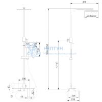 Душевая стойка ABBER Wasserfall AF8616B с изливом, черная матовая