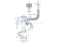 Сифон для мойки АНИ пласт Грот A1040S 1 1/2" 40 мм с отводом для стиральной машины и переливом