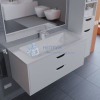 Тумба с раковиной для ванной подвесная Uperwood Modul 97х45х57 см, белая/графит