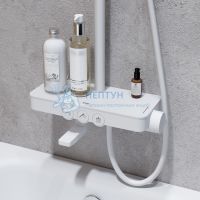 Смеситель для ванны с верхним душем, белый матовый, Shelfy, Iddis, SHEWTBTi06