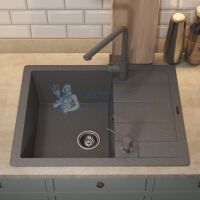 Кухонная мойка кварцевая Uperwood Quartz UPD-03-03, прямоугольная, серая