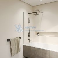 Шторка на ванну 90*150 RGW SC-051-B Чёрный/Прозрачное/8 мм (Easy)
