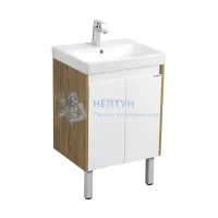 Тумба под раковину AQUATON Сканди Doors 55 белый глянец, дуб рустикальный, 1A278801SDZ90