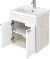 Тумба под раковину AQUATON Флай 60 белый, дуб крафт 1A237301FAX10