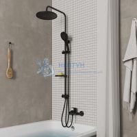 Душевой гарнитур с тропической лейкой, черный матовый, Ideal Spa, Milardo, ILSBL3FM76