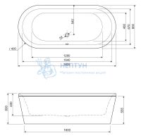 Акриловая ванна Cezares Metauro 180x80 овальная METAURO-Central-180-80-40
