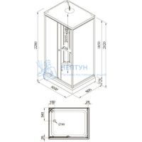 Душевая кабина Квадро прямоугольная профиль белый 1200x800 Triton Щ0000045508
