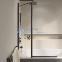 Шторка на ванну 110*140 RGW SC-011-B Чёрный/Прозрачное/6 мм (Easy)