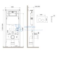 Инсталляция для подвесного унитаза с черной матовой клавишей Am.Pm PrimeFit I012709.0138