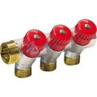 Коллектор с красными вентилями 3/4"x1/2" 3 выхода COMISA (Италия)