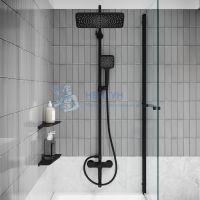 Душевая система с тропическим душем и изливом, матовый черный, Parker, IDDIS, PARBL3Fi06