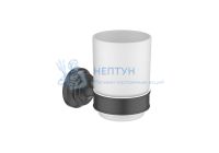 Стакан с держателем AQUATEK, матовый черный AQ4504MB КЛАССИК