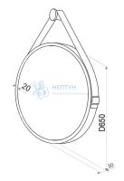 Зеркало Континент Millenium LED, D 65 см, LED подсветка, сенсорный выключатель, черный ремень ЗЛП969