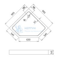 Душевой поддон акриловый Gemy 995x995 ST11T