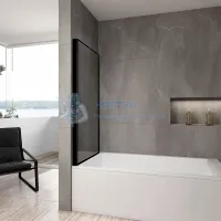 Штора на ванну складная REA LAGOS 70 Black REA-K7632