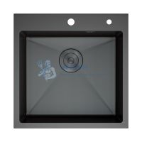 Кухонная мойка нерж.сталь графит D&K DKS505006, в комплекте с сифоном, корзиной, дозатором