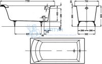 Чугунная ванна Jacob Delafon Biove 170x75 прямоугольная E2930-00