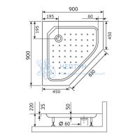 Душевой поддон 90*90*3.5 h 22 RGW STYLE Белый/Трапеция Ø60 (FW5-8)